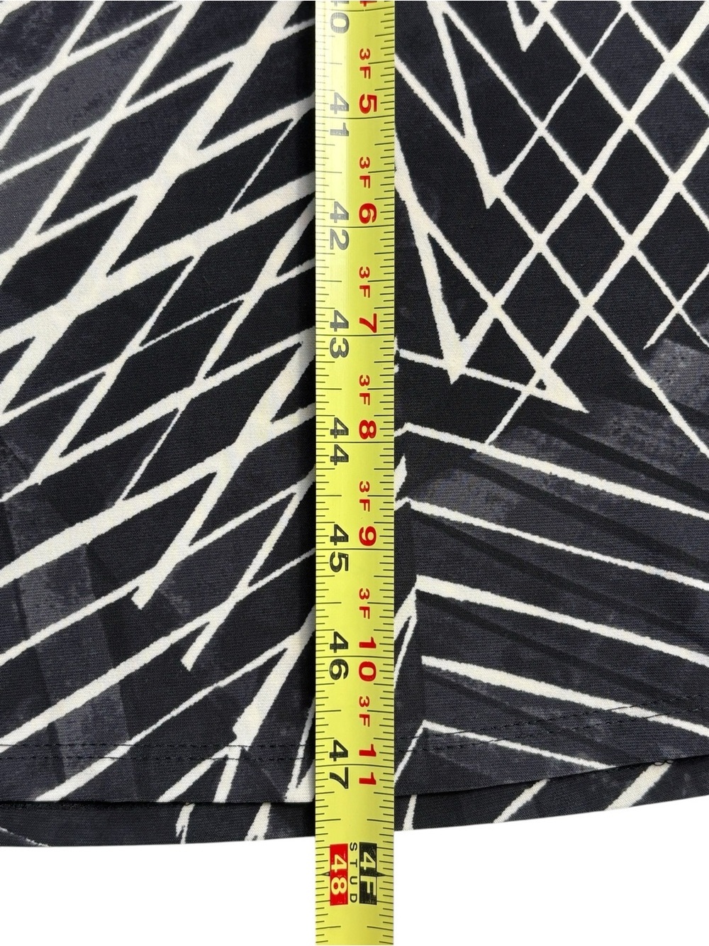 Lauren Ralph Lauren Geometric Midi Dress 12 Tie Waist Black Gray Ivory - Picture 10 of 13